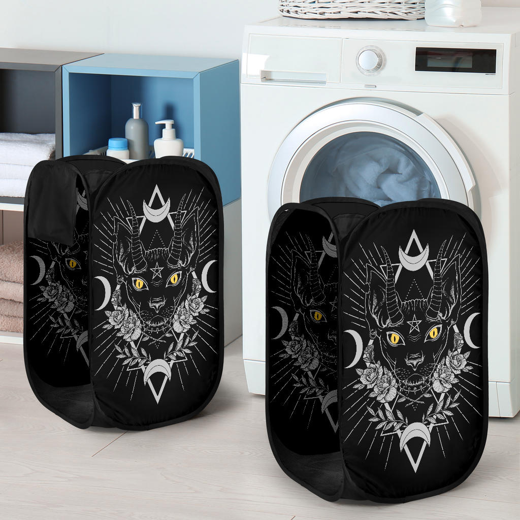 Gothic Occult Black Cat Unique Sphinx Style Hamper Eye Color No Eye Drip Version