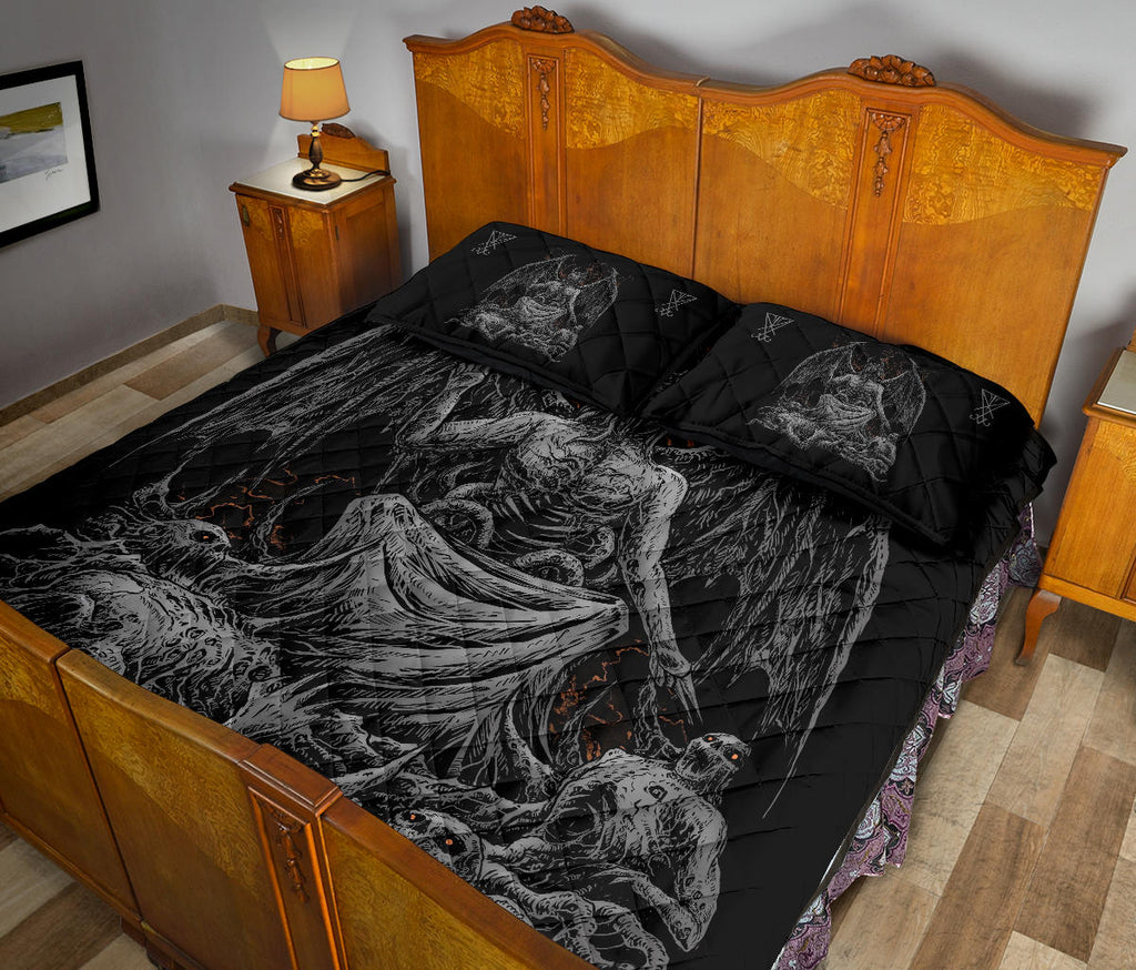 Skull Satanic Demon God Quilt 3 Piece Set Dark Version