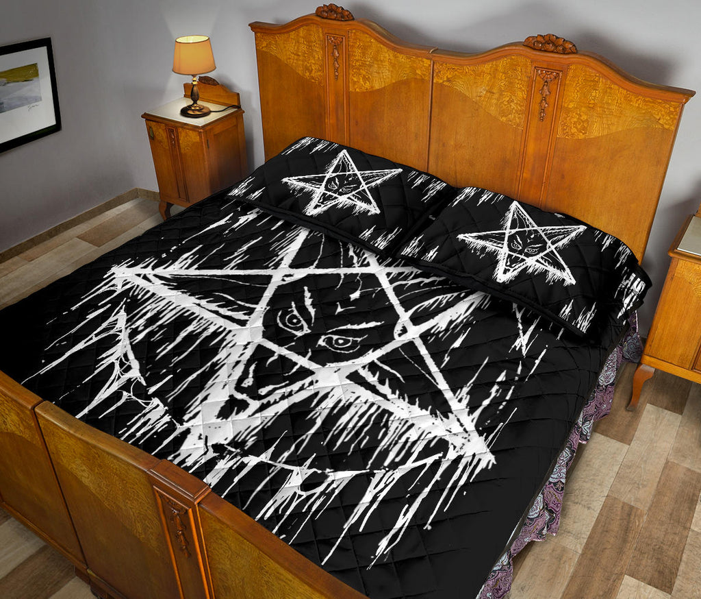 Satanic Pentagram Drip Quilt Large Print 3 piece Bed Set