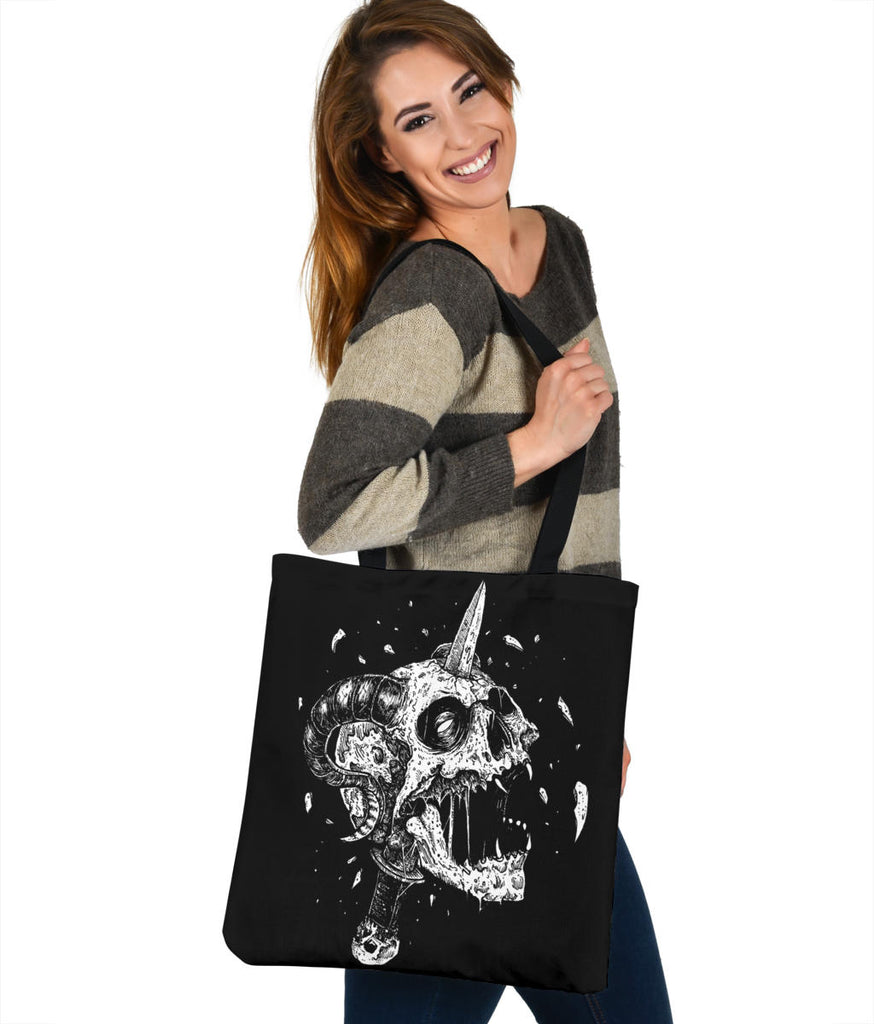 Demon Exploding Skull Dagger Large Tote Bag