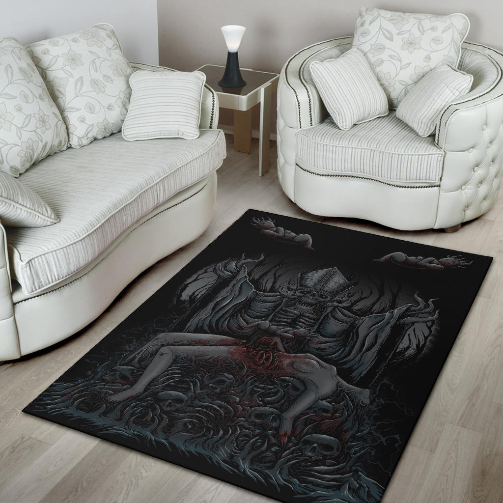 Skull Demon Priest Sacrifice Area Rug