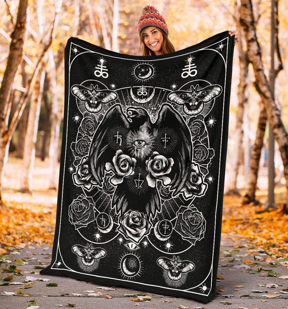 Occult Leviathan Moth Crow Eye Secret Power Blanket