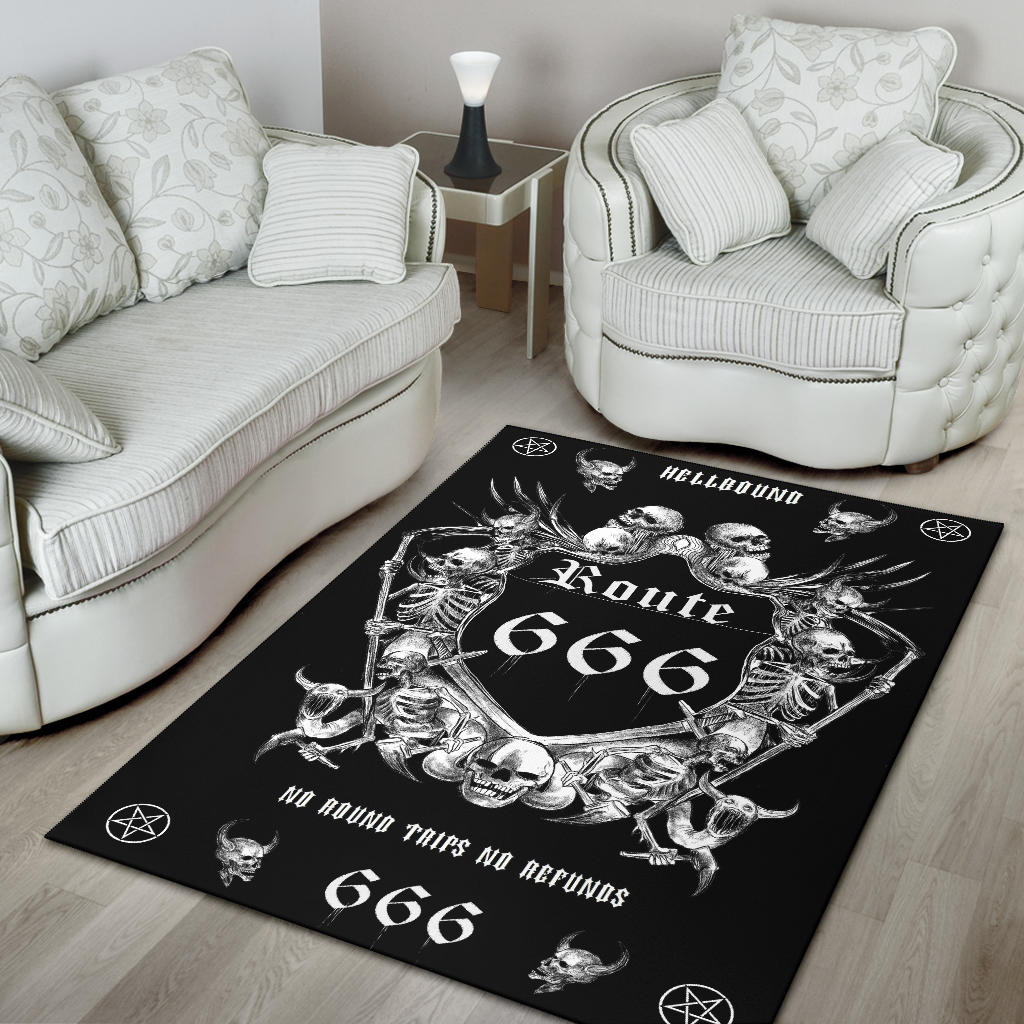 Satanic Area Rug Satanic Demon Skull Skeleton Sword Inverted Pentagram Route 666 Area R ...