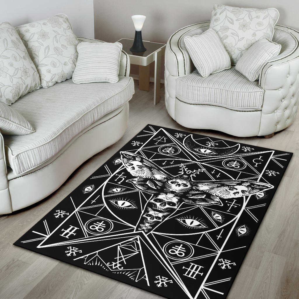 Skull Occult Moth Leviathan Bizarre Area Rug