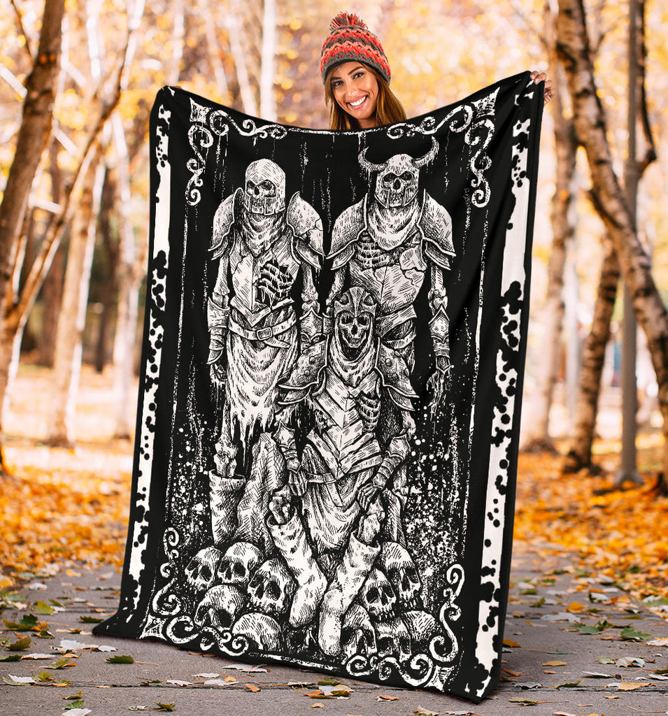 Skull Skeleton Mid Evil Viking Blanket