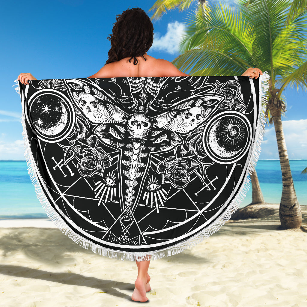 Skull Moth Secret Society Large Beach Blanket