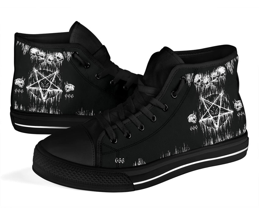 Satanic Skull Melting Inverted Pentagram High Tops New 666 Version