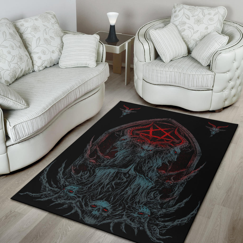 Skull Satanic Goat 2nd Prayer Color Version Area Rug