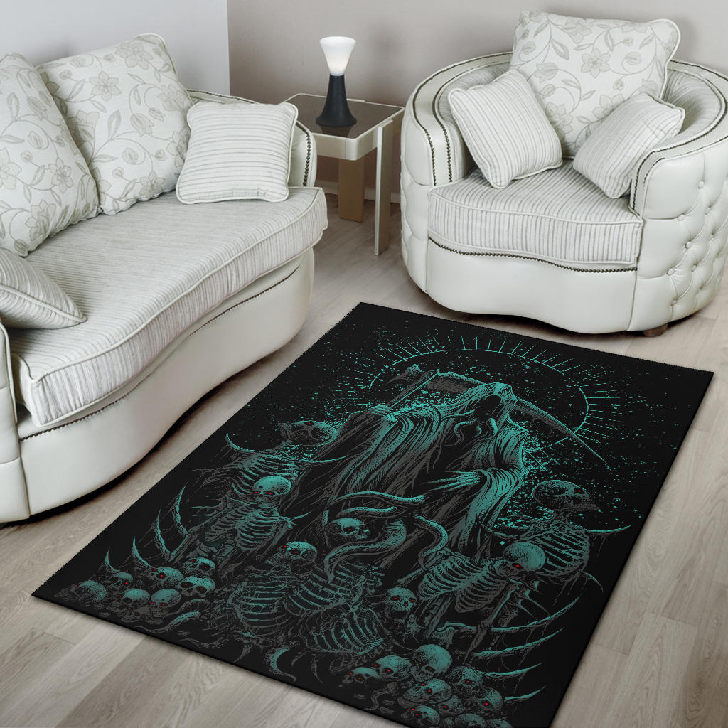 Skull Reaper Claw Demon Area Rug Awesome Glowing Green