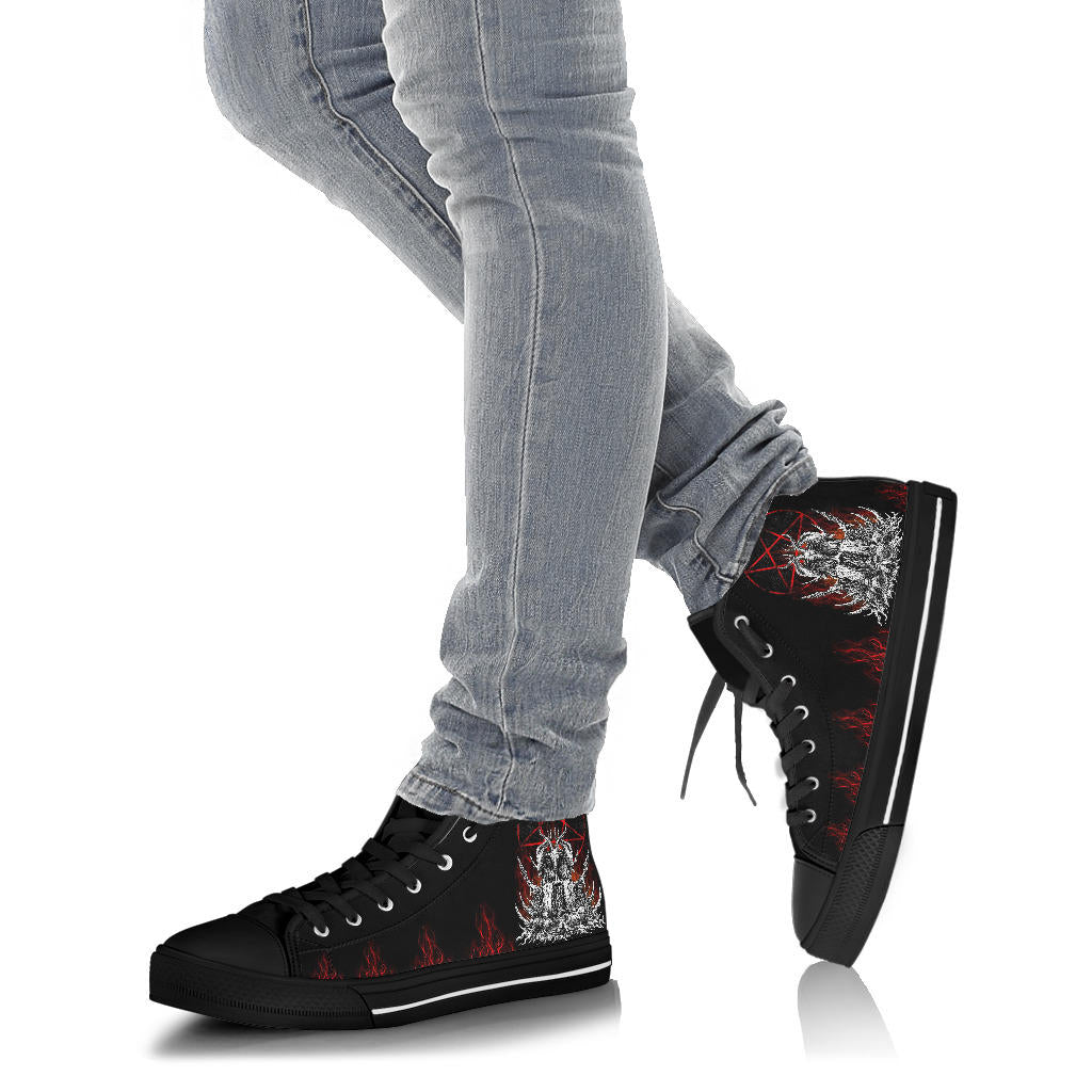 Skull Satanic Goat Satanic Pentagram Flame High Tops