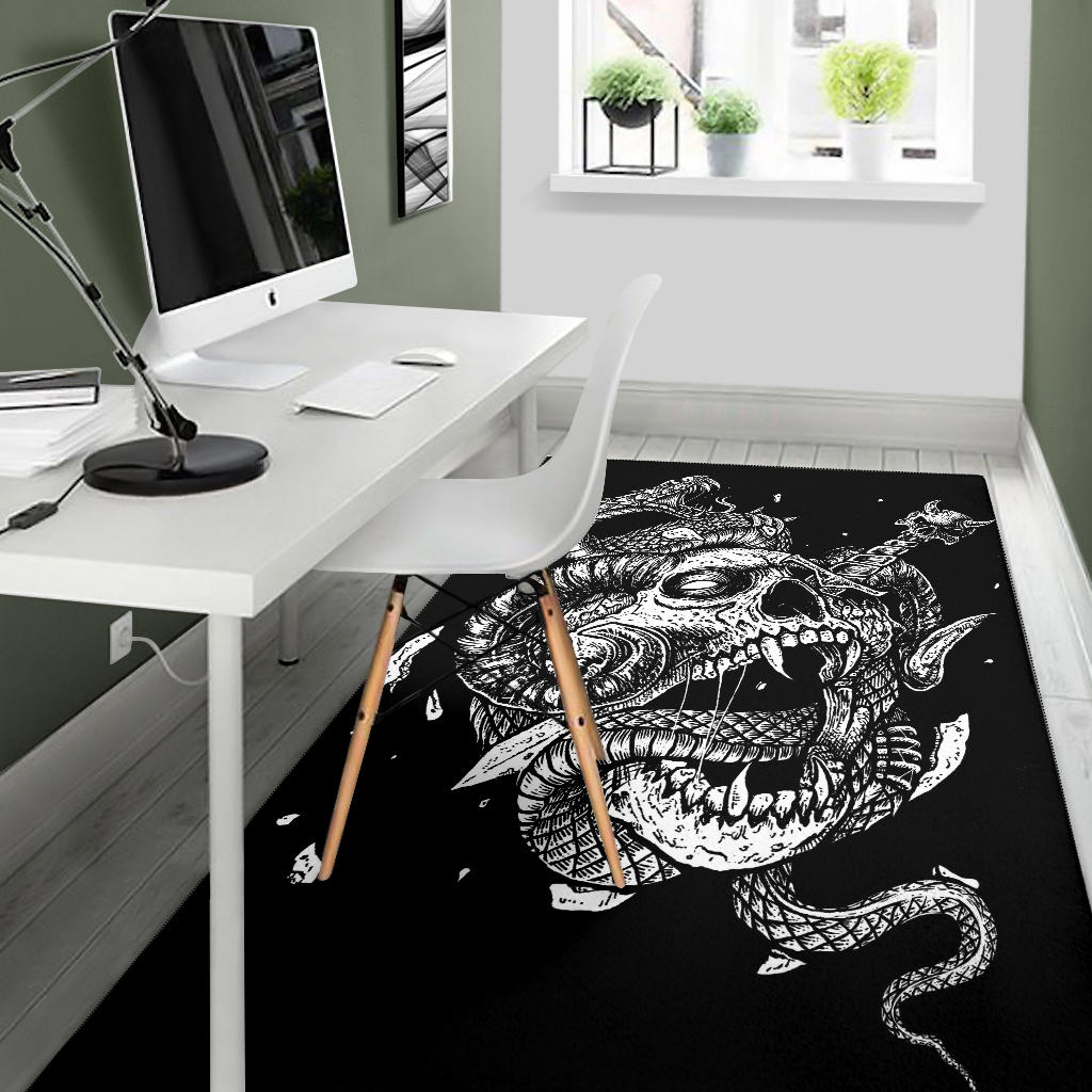 Skull Exploding Demon Dagger Serpent Area Rug