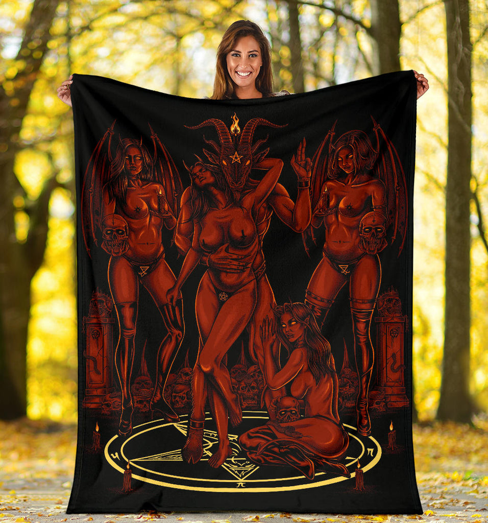 Skull Baphomet Erotic Revel In More Freedom And Realize It Throne Blanket Sexy Hellfire
