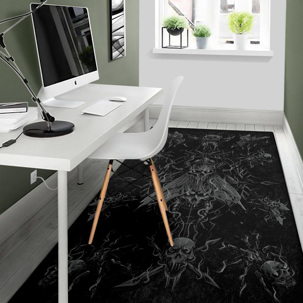 Skull Goth Evil Spider Fly Area Rug Dark Version