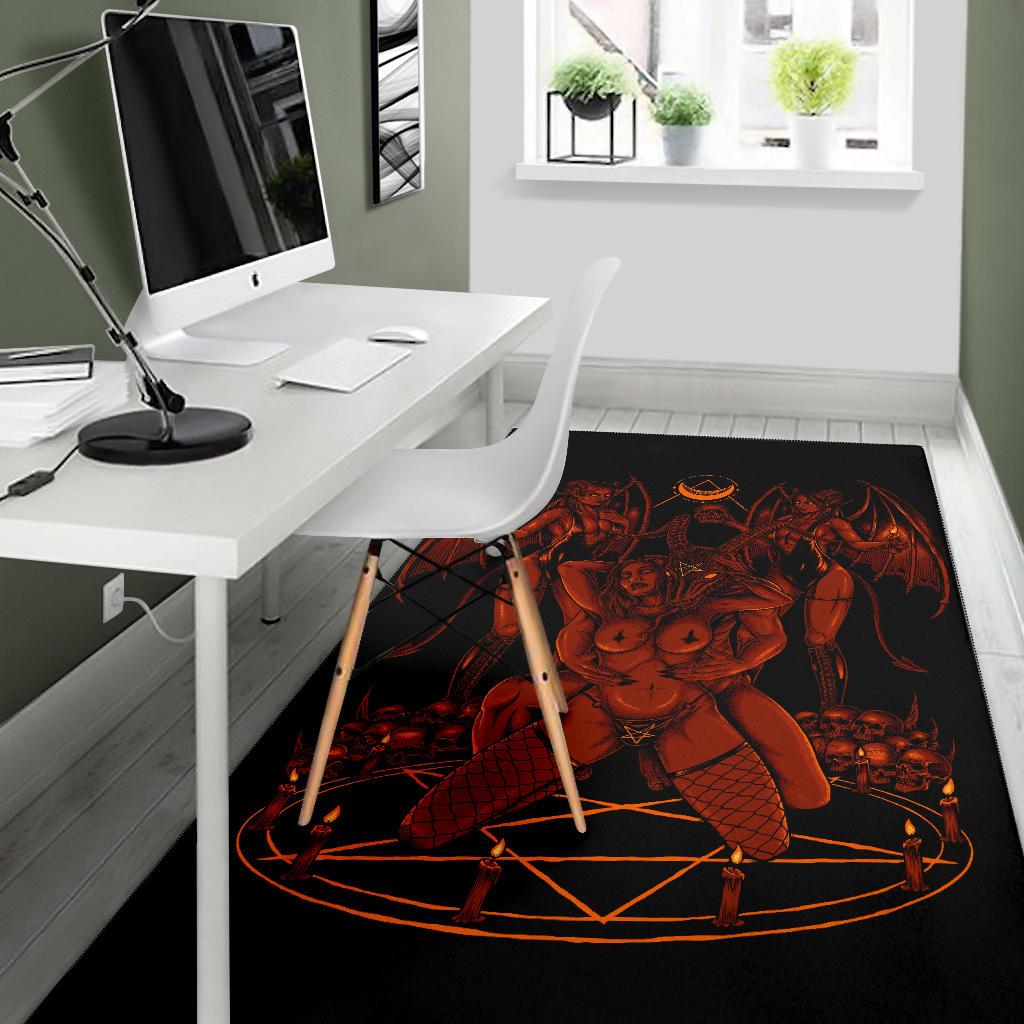 Skull Baphomet Erotic Revel In Freedom And Realize It Throne Area Rug Hellfire