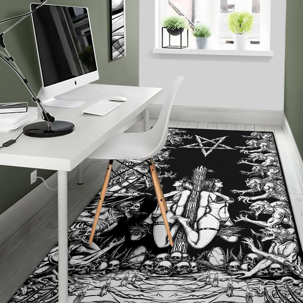 Satanic Area Rug Skull Satanic Wood Cross Demon blitzkrieg Area Rug Black And White Edi ...