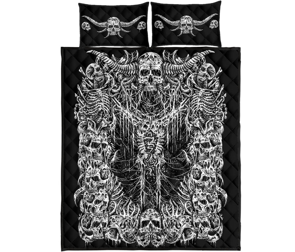 Skull Quilt Demon Horn 3 Piece Bed Set