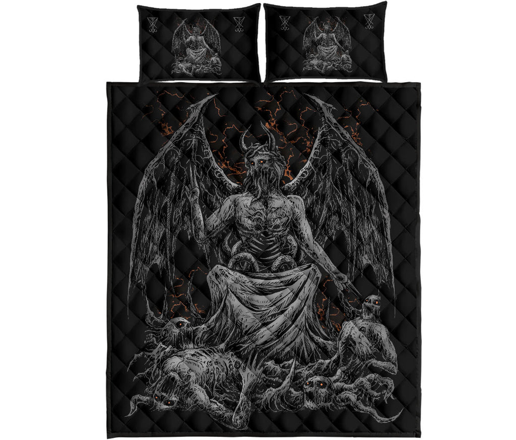 Skull Satanic Demon God Quilt 3 Piece Set Dark Version