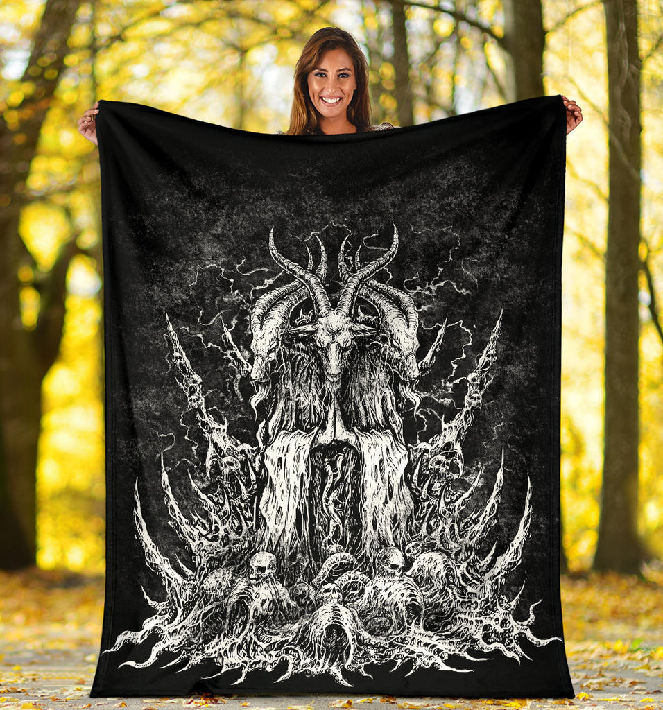 Skull Satanic Goat Blanket White Version