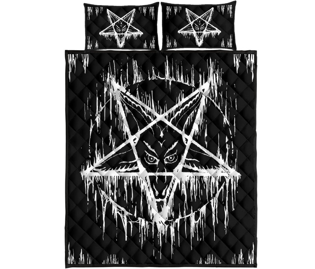 Satanic Pentagram Drip Quilt Large Print 3 piece Bed Set