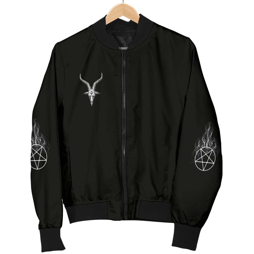 Skull Satanic Goat Satanic Pentagram Smoke Flame Jacket