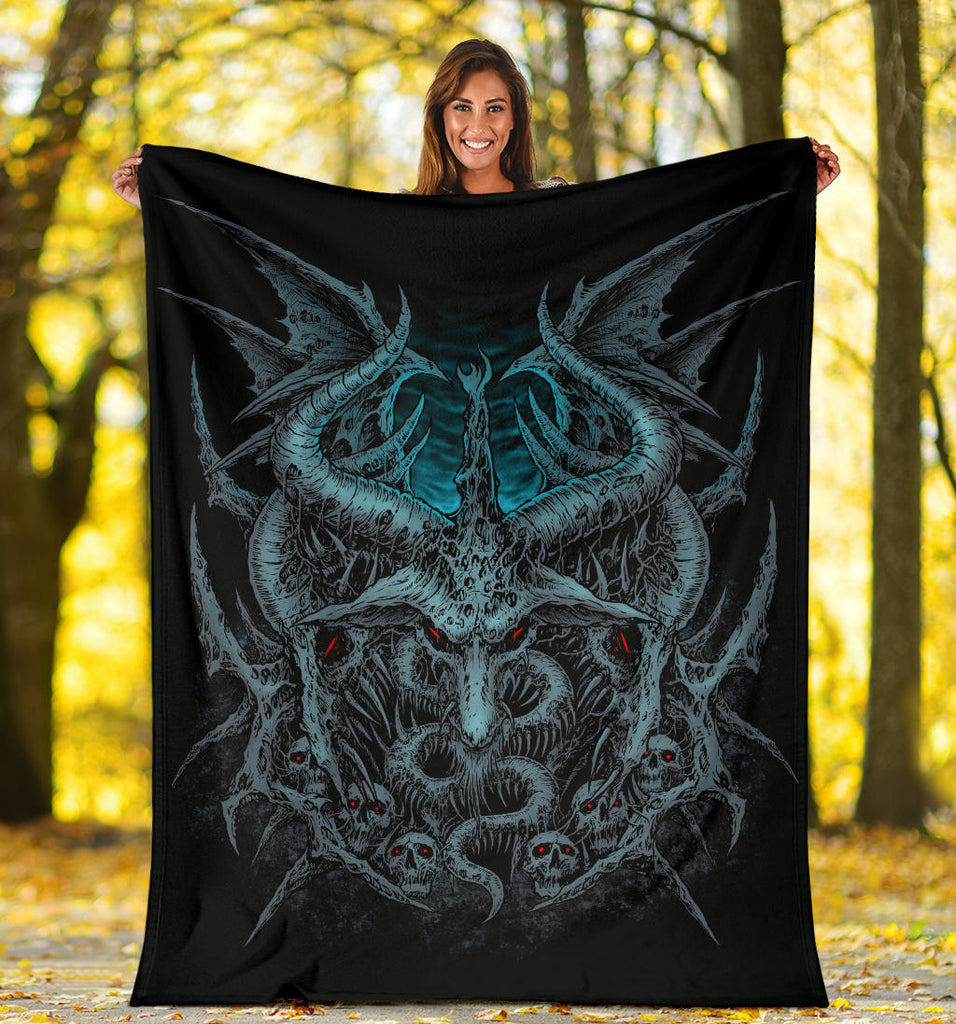 Skull Satanic Goat Wing Blanket Color Version