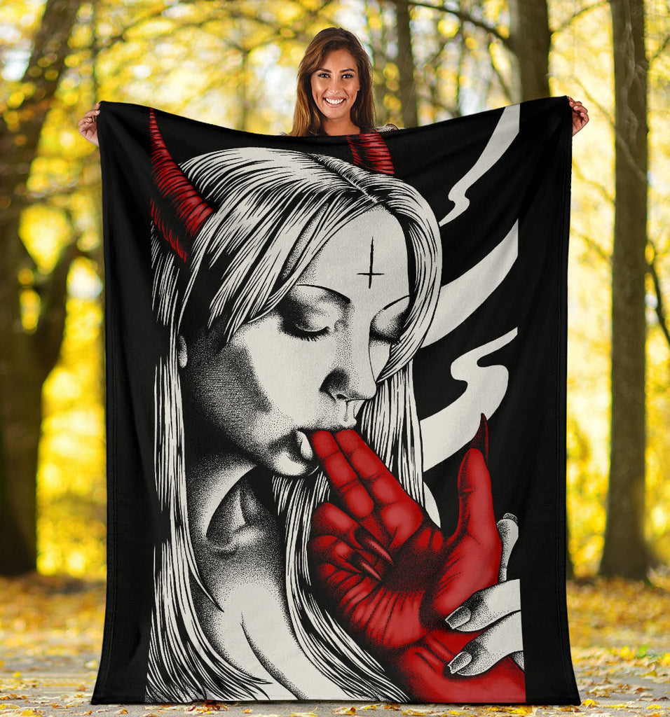 Satanic Cross Satanic Demon Embrace The Master Blanket