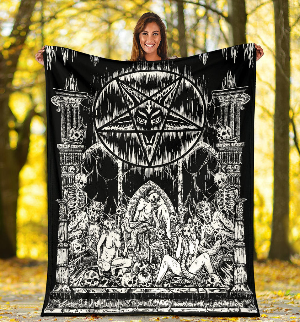 Skull Satanic Pentagram Demon Lust Shrine Blanket