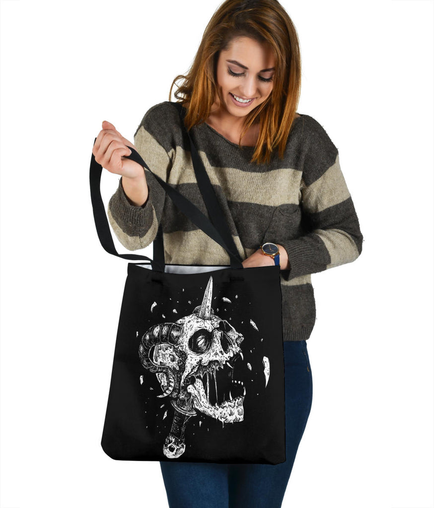 Demon Exploding Skull Dagger Large Tote Bag