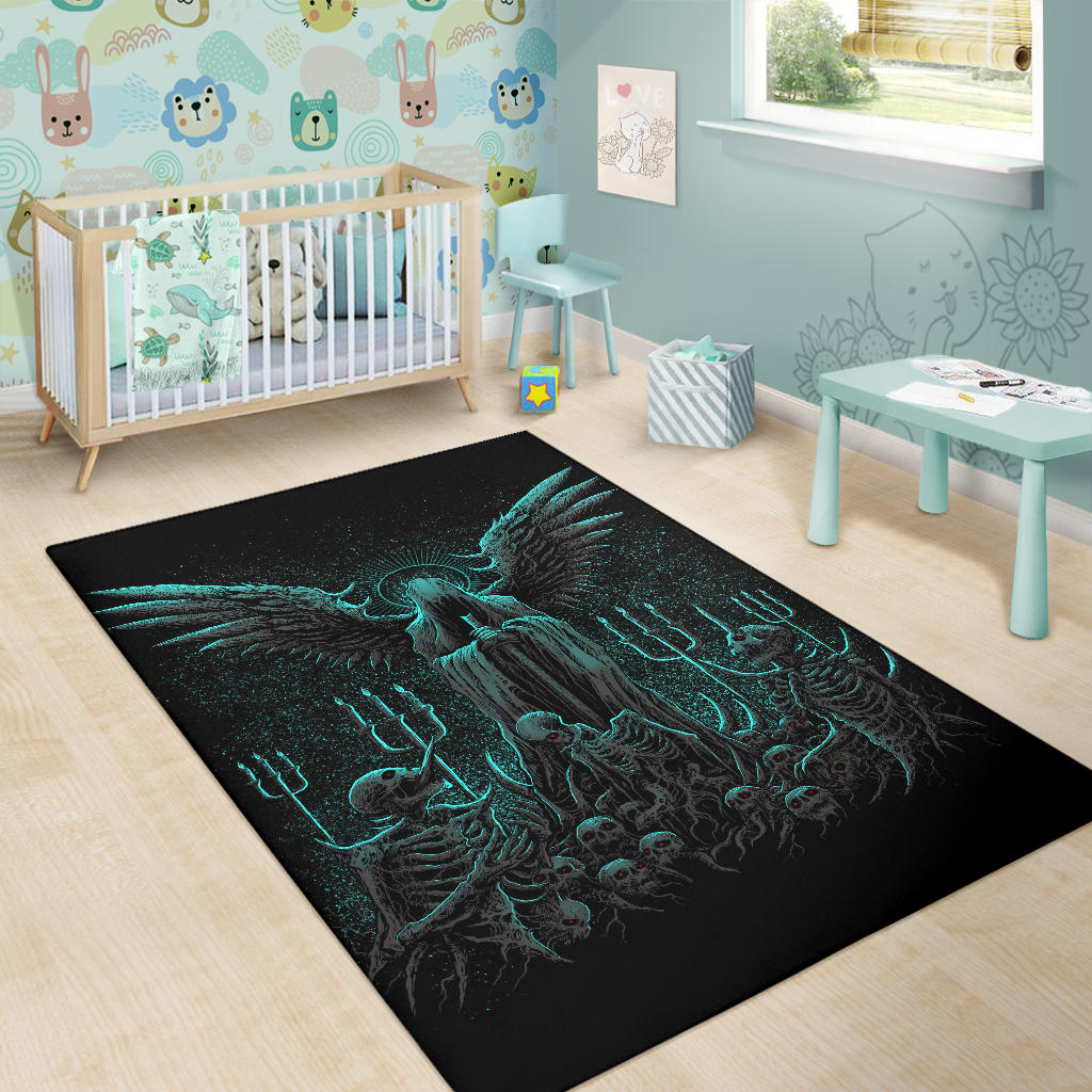 Skull Skeleton Gothic Hooded Wing Demon Sword Area Rug Awesome New Color