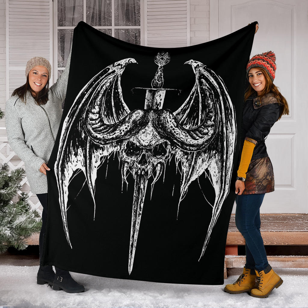 Skull Bat Wing Sword Blanket