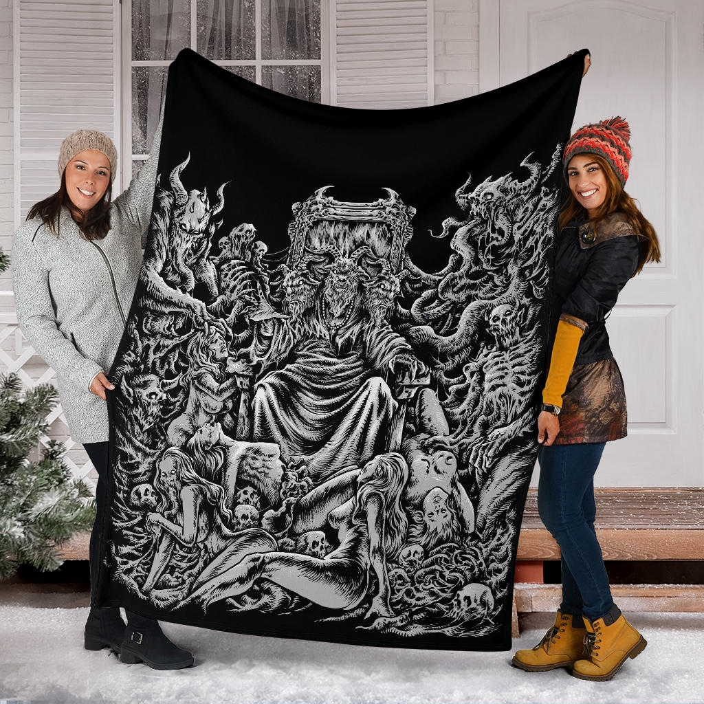 Skull Demon Baphomet Throne Blanket