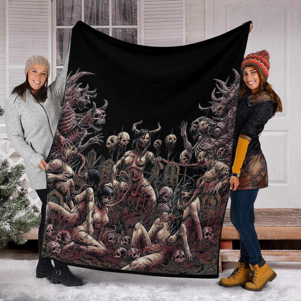 Skull Satanic Demon  Nymphomania And Loving It Blanket Color Version