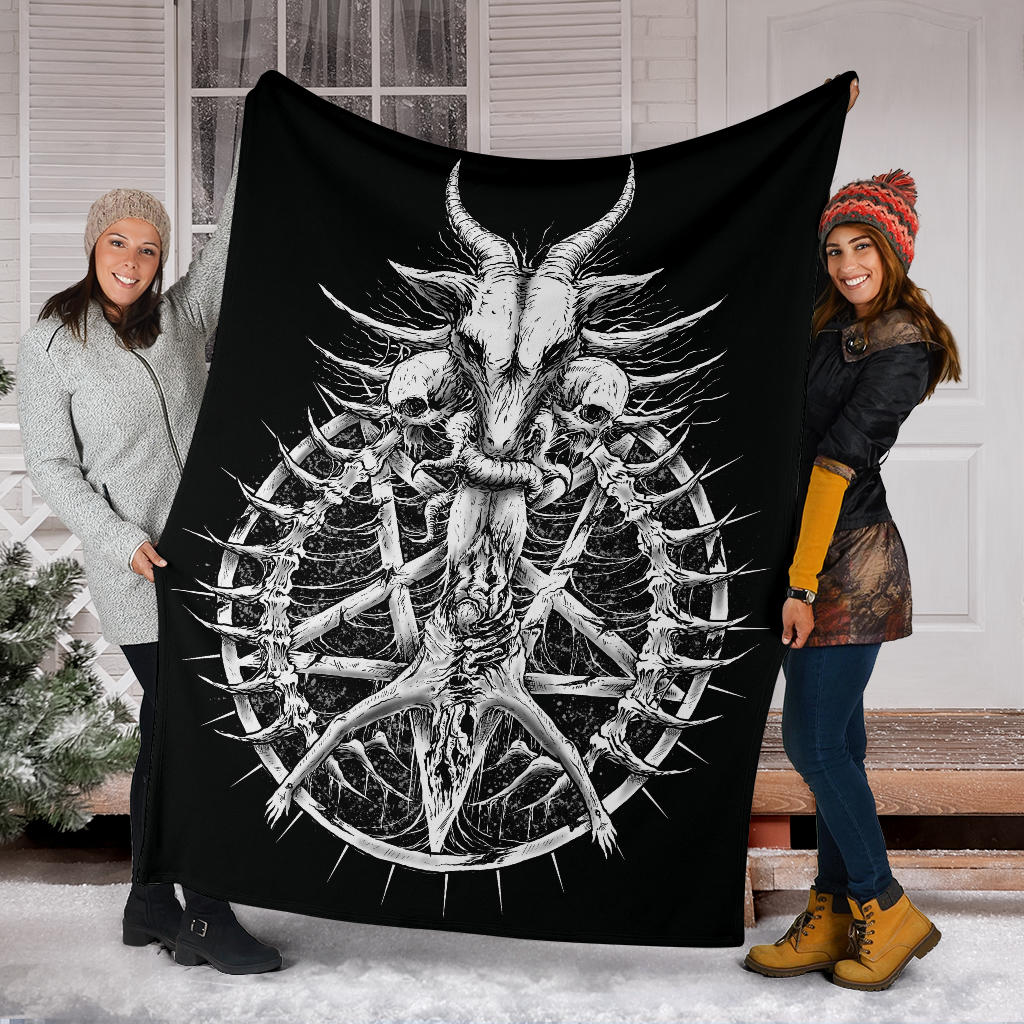 Skull Satanic Goat Thorn Inverted Pentagram Savior Illusion Blanket