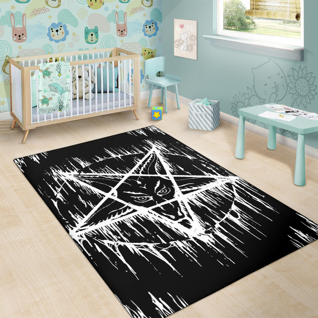 Satanic Inverted Pentagram Area Rug Large Pentagram Version
