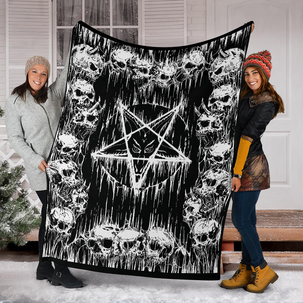 Skull Demon Satanic Pentagram Drip Blanket