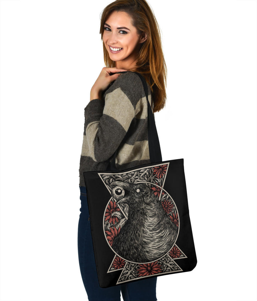 Gothic Crow Eye Large Tote Bag Color Version