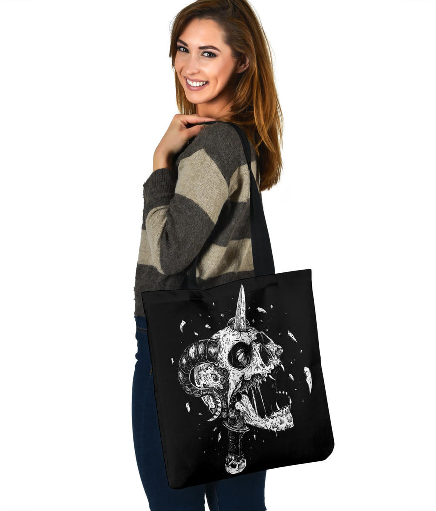 Demon Exploding Skull Dagger Large Tote Bag