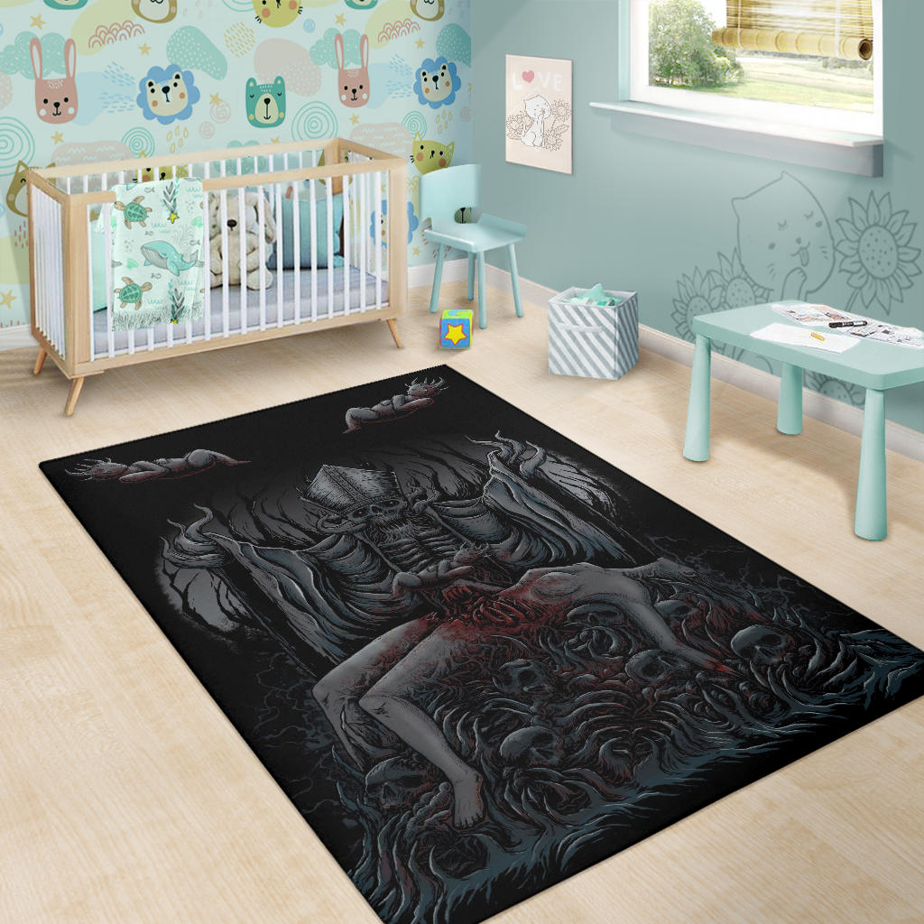 Skull Demon Priest Sacrifice Area Rug