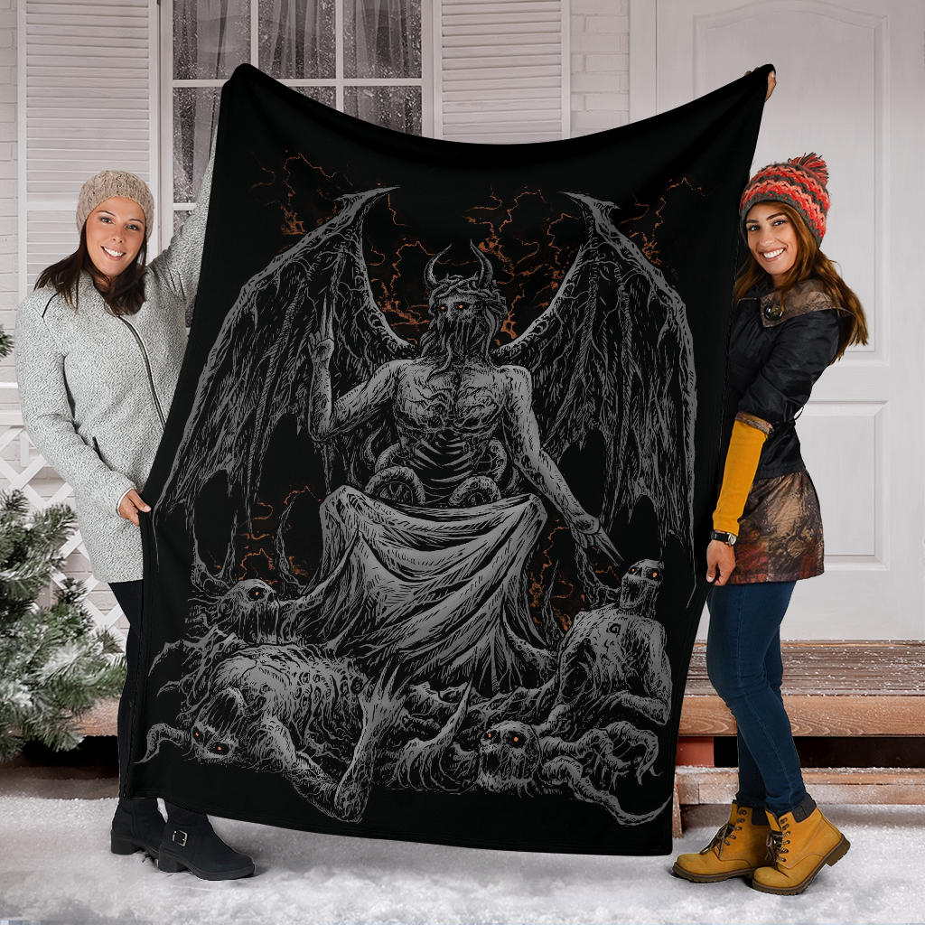 Skull Satanic Bat Wing Demon God Blanket Dark Version