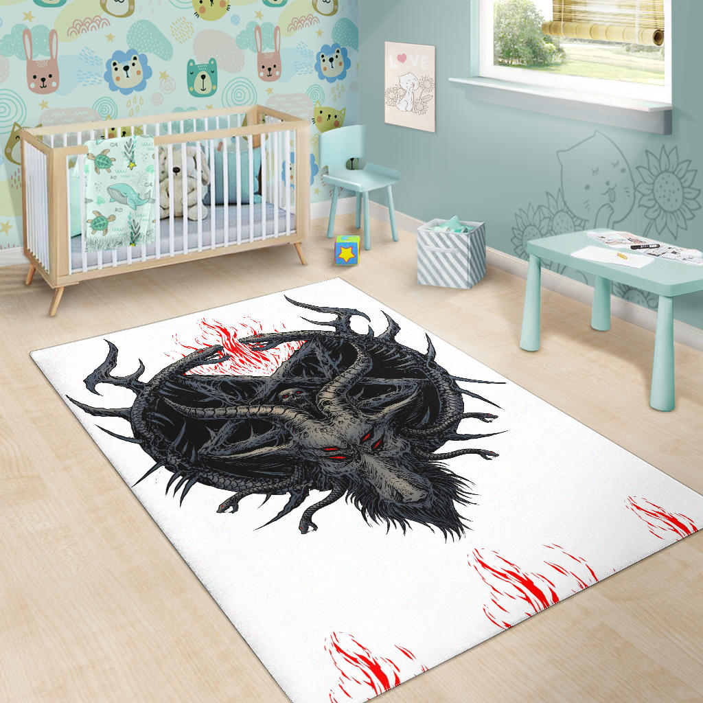 Skull Satanic Goat White Rug