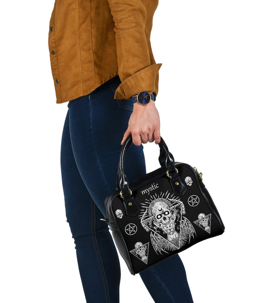 Skull Pentagram Gothic Cat Occult mystic Hand bag