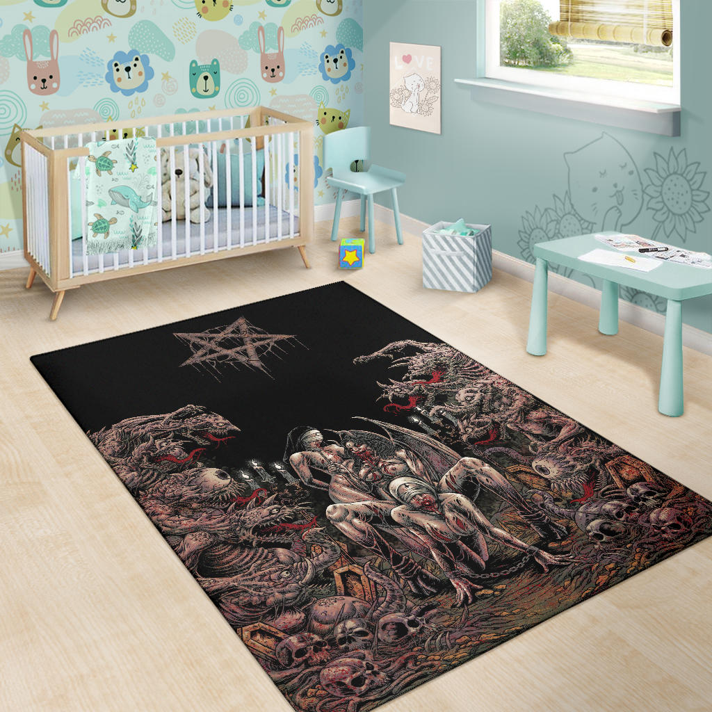 New! Erotic Possession Demon Attack! Area Rug Original Colors Pentagram Version