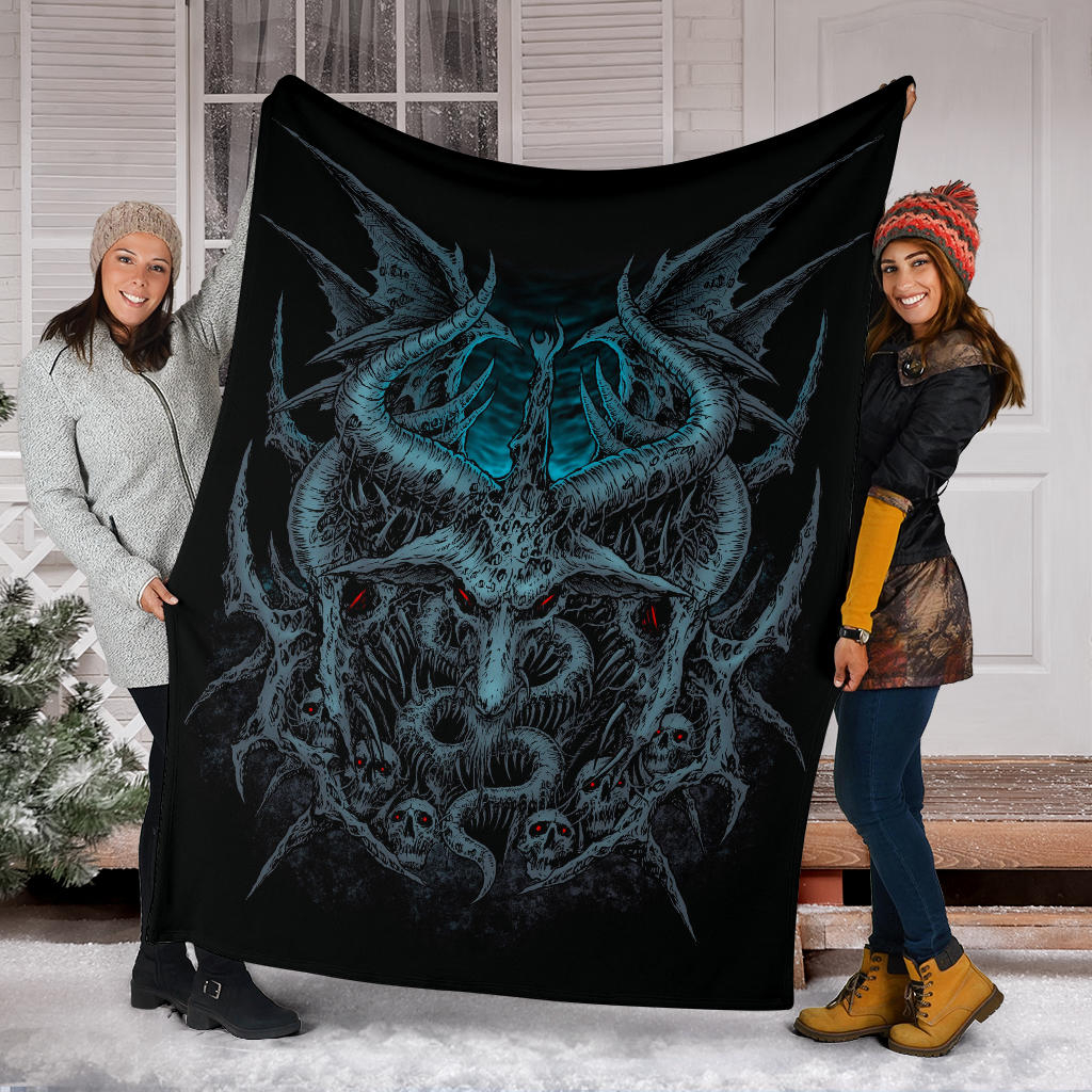 Skull Satanic Goat Wing Blanket Color Version