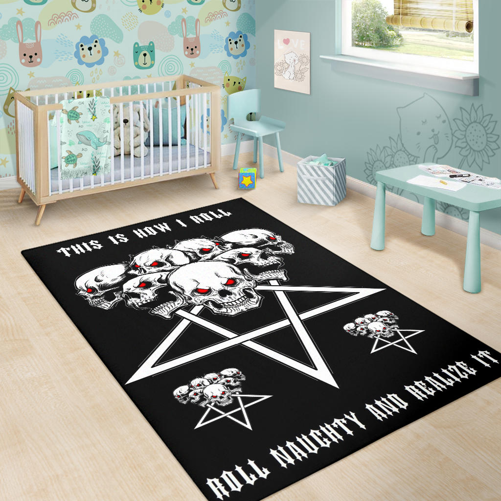 Satanic Skull Inverted Pentagram Area Rug