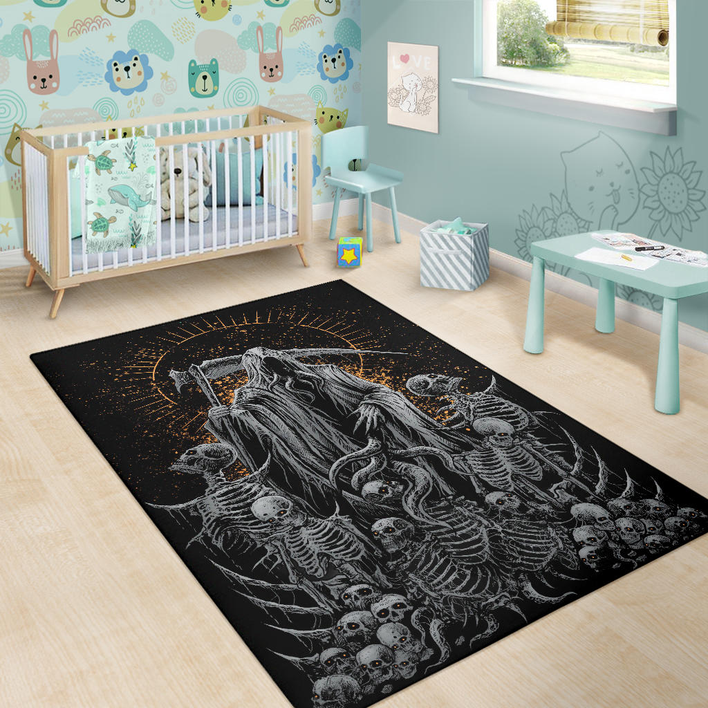 Skull Reaper Claw Demon Area Rug Awesome Silver Dark