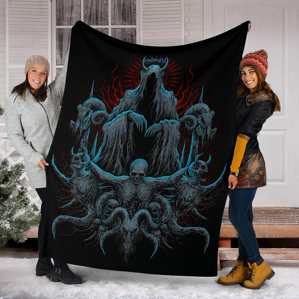 Skull Satanic Goat Demon Impaled and Crucified Blanket Color Version