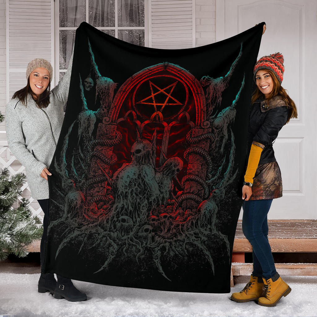 Satanic Skull Inverted Pentagram Shrine Blanket