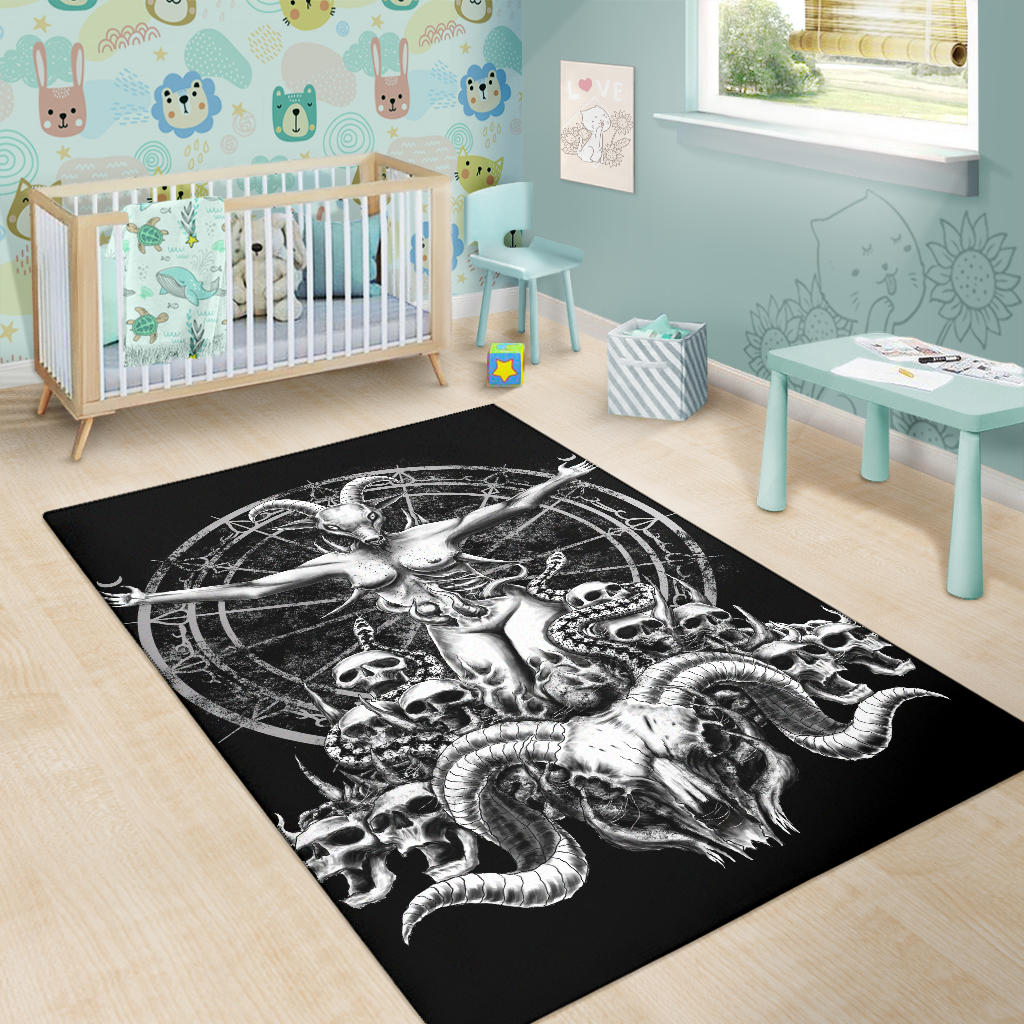 Satanic Area Rug Skull Satanic Demon Goat Woman New Large Print Version Area Rug ...