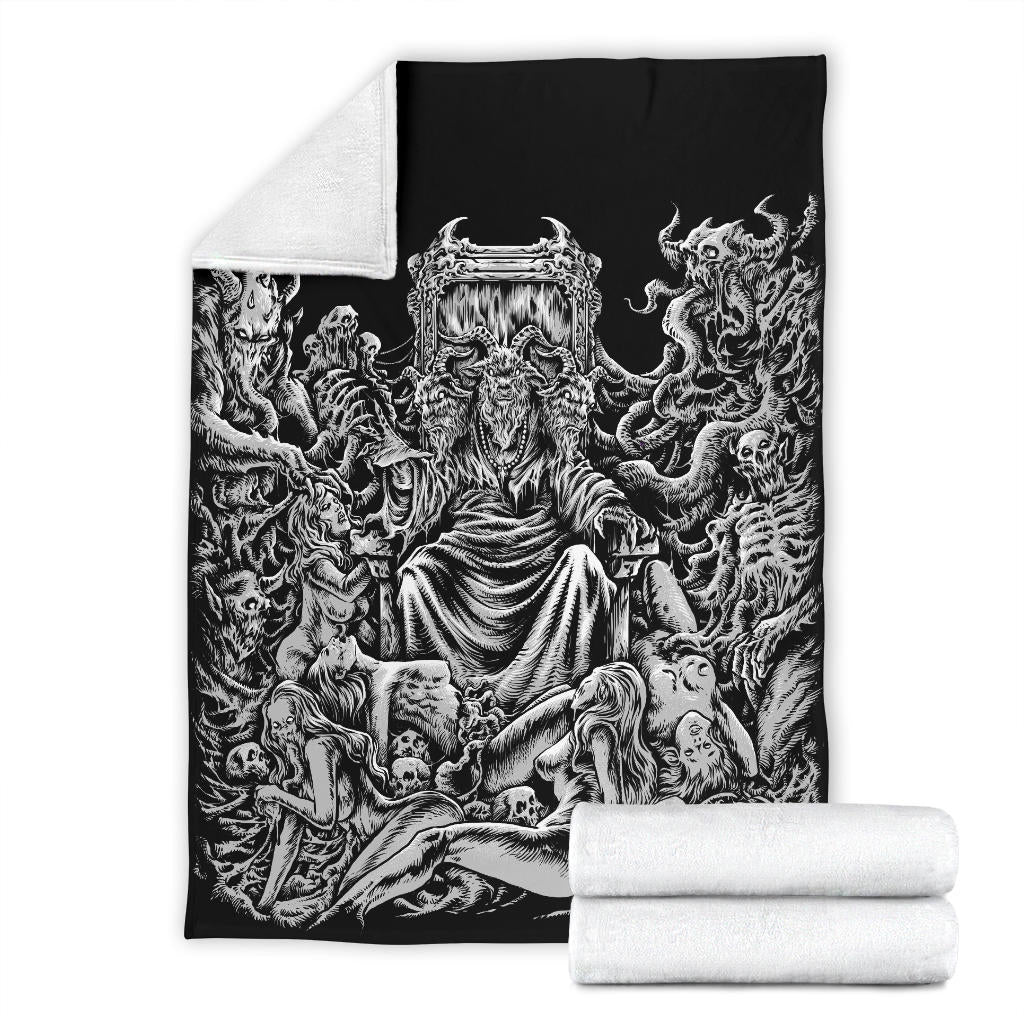 Skull Demon Baphomet Throne Blanket