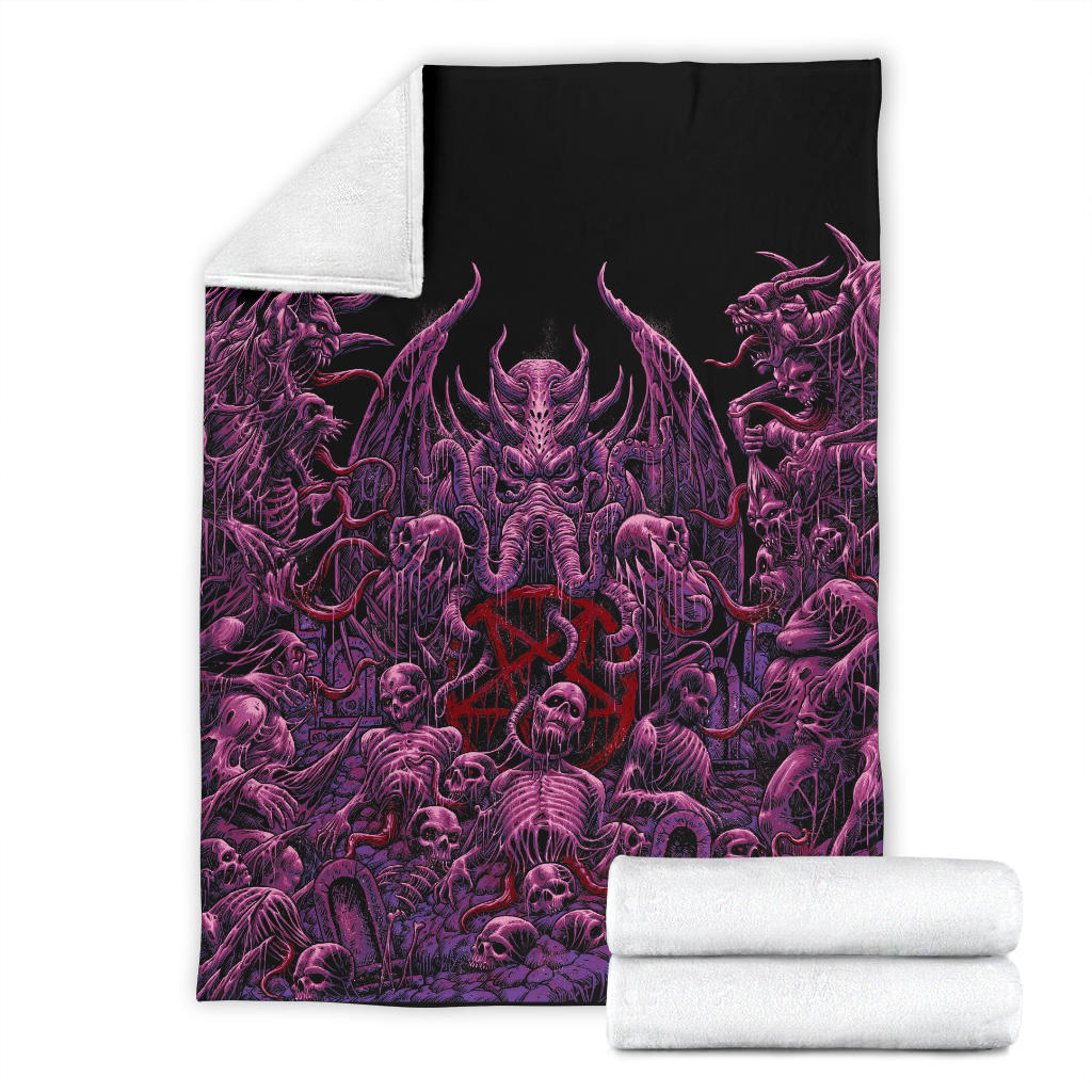 Skull Demon Satanic Pentagram Cthulhu Blanket Color